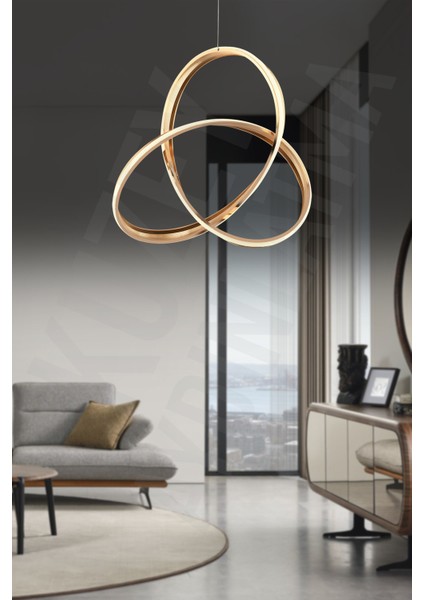 3 Renkli LED Kumandalı Tekli Su Yolu Avize, Sarı Işık, Modern Tasarım