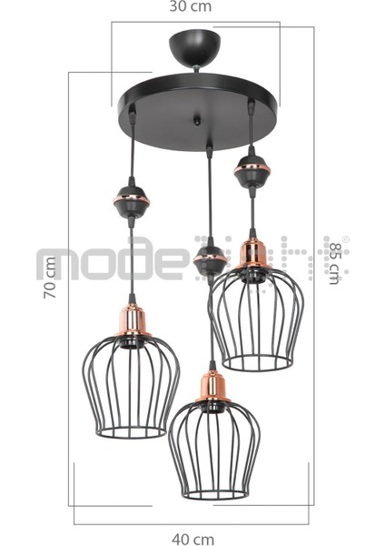 Siyah 3'lü Lena Avize Aksesuar Küre ve Karo Seti fırsatları