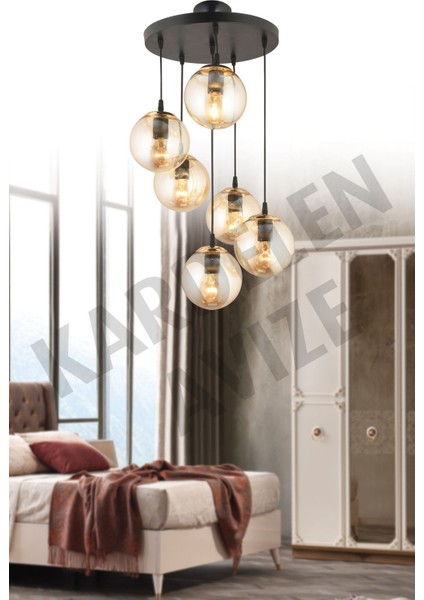 Şık Siyah Camlı 6'lı Sarkıt Tepsi, Modern ve Zarif Tasarım