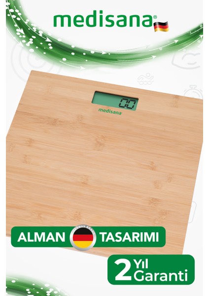 Dijital Bambu Tasarımlı Geniş Ekranlı Banyo Tartısı, 180 Kg, Kahverengi