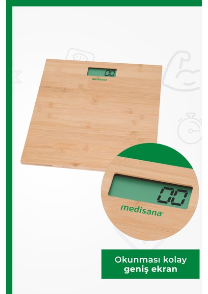 Dijital Bambu Tasarımlı Geniş Ekranlı Banyo Tartısı, 180 Kg, Kahverengi indirimleri