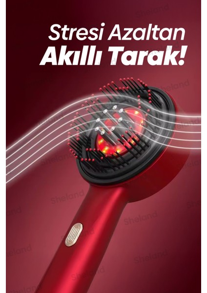 Saç Güçlendirici Masaj Tarağı, Rf Saç Masajı, Pro Serum Hazneli, Kırmızı Renk