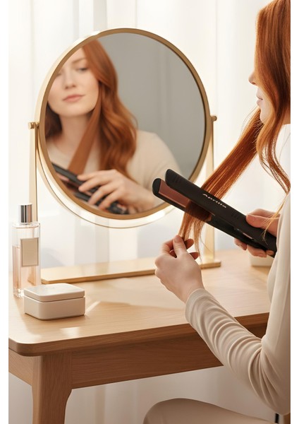 Siyah Çok Fonksiyonlu Saç Düzleştirici, Kristal Seramik Plaka, Şık ve Kullanışlı