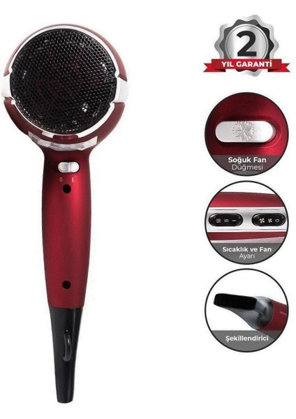 Kırmızı Profesyonel Saç Kurutma Makinesi, Dc Motor, Kuaför Kalitesi indirimleri