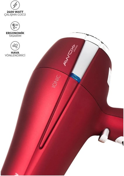 Kırmızı Profesyonel Saç Kurutma Makinesi, Dc Motor, Kuaför Kalitesi