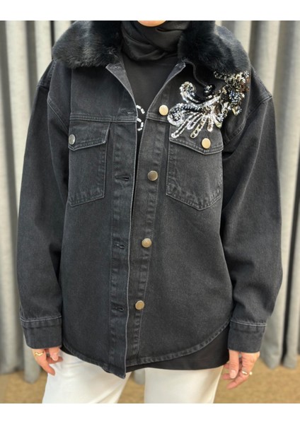 4909 Kürklü İşlemeli Denim Ceket fiyatları