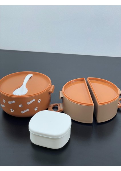 3 Bölmeli 2 Katlı Akrilik Ayıcıklı Beslenme Kutusu Çantası Kulplu Saklama Kabı fiyatları