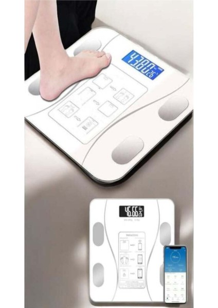 Dijital Baskül, Yağ, Su, Kas, Kilo, Vücut Kitle Endeksi, Termometreli, Sağlıklı Ölçüm