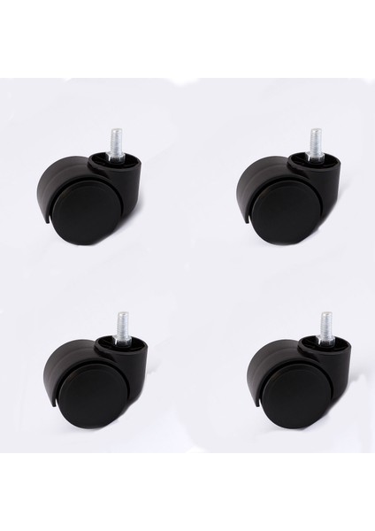 Koltuk Tekeri Dönerli M8 Civatalı 4'lü Set Siyah Dayanıklı Mobilya Sandalye Ofis Yedek Tekerlek