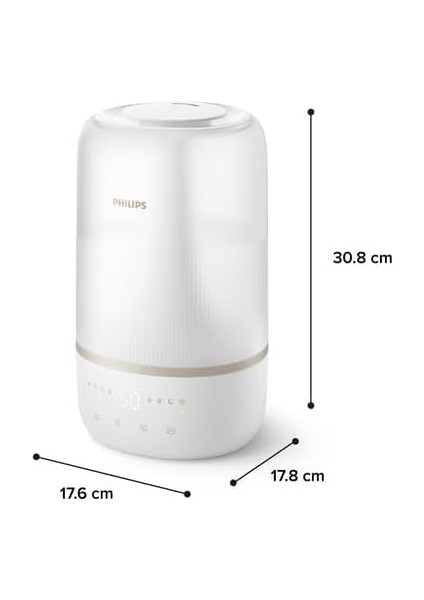 1000 Serisi Hava Nemlendirici - Kuru Hava Belirtilerini Giderir, 41 M2'ye Kadar Odalar Için Etkili, 32 Saat Çalışma Süresi, Aromaterapi Özelliği, Skymist, Beyaz, HU1510/04 modelleri