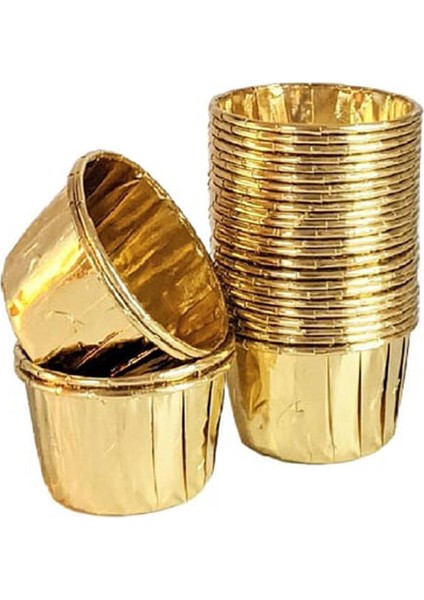 Gold Altınsarı Parlak Metalize 12'li Fırına Girebilen Muffin Cupcake Kek Kalıbı Kabı Kapsülü fiyatları