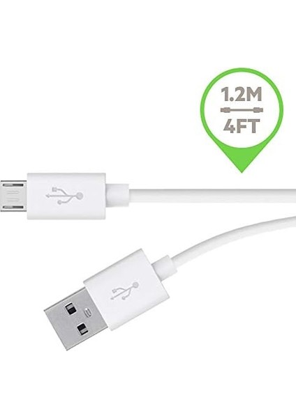 Mixıt Colour 1.2m Mikro USB Kablosu, Akıllı Telefonlar, Hoparlörler, Power Bank Ler, Kameralar, Kindle, Tabletler, ve Daha Fazlasını Destekler, F2CU012BT04-WHT modelleri