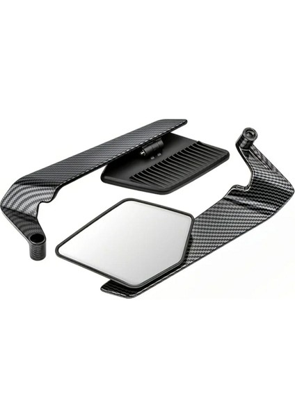 Naked Scooter Motosiklet Uyumlu Karbon Desen Ayarlanabilir Kanat Gidon Aynası