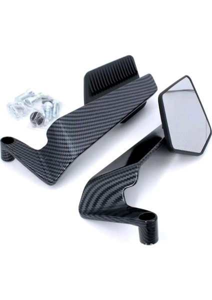 Naked Scooter Motosiklet Uyumlu Karbon Desen Ayarlanabilir Kanat Gidon Aynası fiyatları