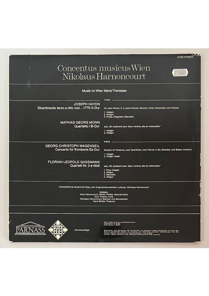 Haydn Monn Wagenseil Gassmann Musik Im Wien Maria Theresias Lp Plak (Orijinal 1972 Dönem Alman Baskı Plak) fiyatları