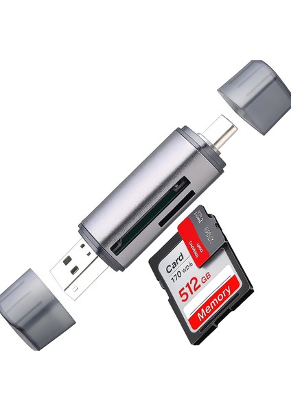2'si 1 Arada USB 3.0 & Type-C Sd Kart Okuyucu | Tf/sd/sdxc/sdhc Kartları Destekler | Pc, Dizüstü, Telefon ile Uyumlu Çift Konnektörlü Hafıza Kartı
