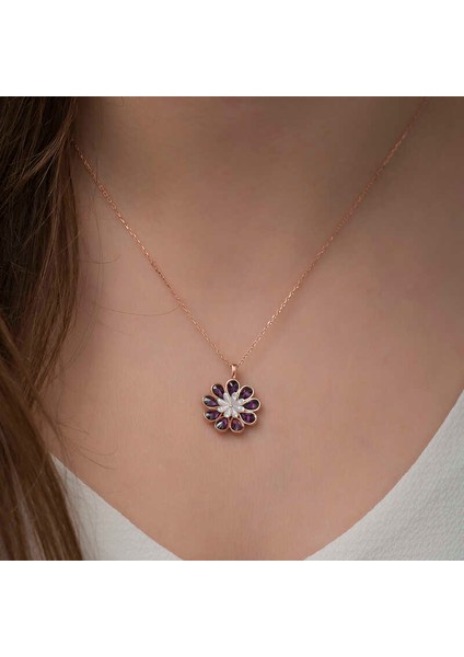 Gümüş Rose Erguvan Çiçeği Kolye fiyatları