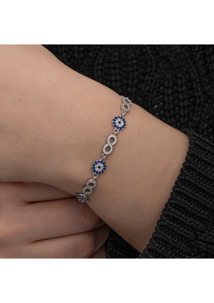 ​gümüş Nazar Boncuklu Sonsuzluk Kadın Bileklik indirimleri