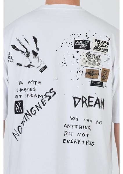 R-5863 Ön ve Arka Baskı Detaylı Süprem Tişört indirimleri