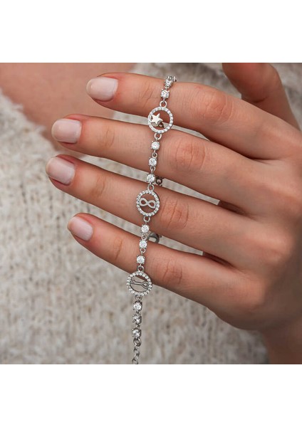 Gümüş Halka Içinde Şans Kadın Bileklik