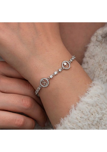 Gümüş Halka Içinde Şans Kadın Bileklik modelleri