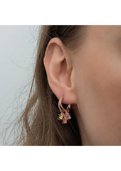 Gümüş Sallantılı Mix Taşlı Halka Kadın Küpe fırsatları