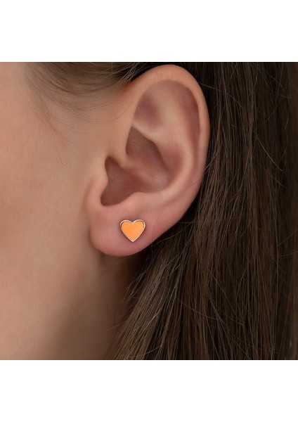 Gümüş Fosforlu Turuncu Kalp Küpe fiyatları