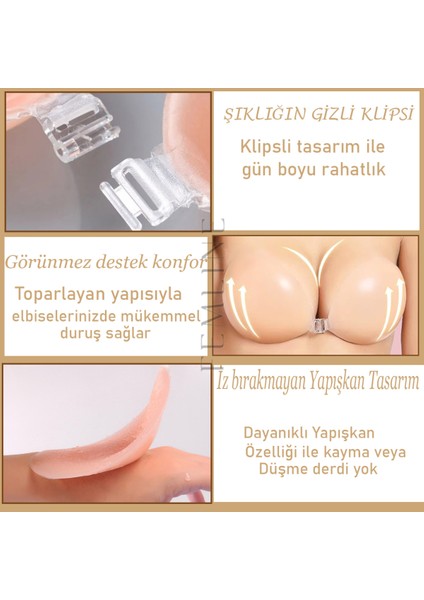 Yapışkanlı Silikon Sütyen - Klipsli - Dikişsiz - Toparlayıcı - Kaldırıcı - Kapatıcı indirimleri