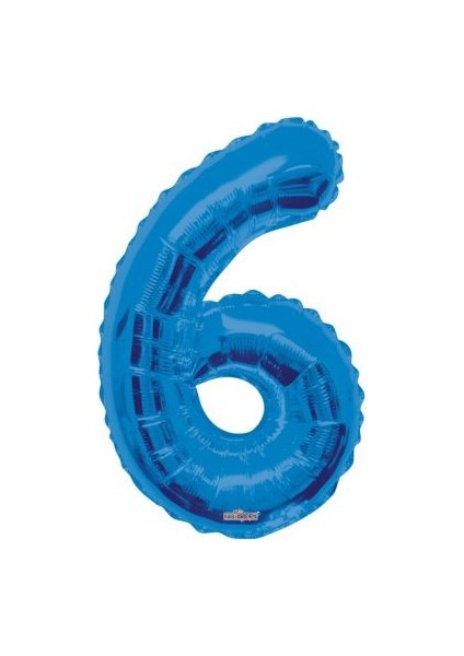 6 Rakamı Mavi Folyo Balon 16 Inch 40 cm