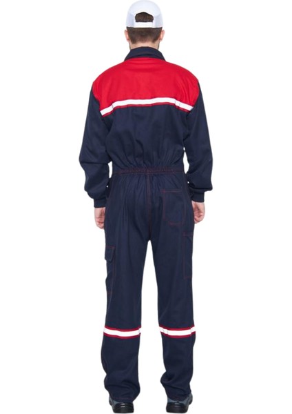 Gabardin 16/12 Kırmızı Robalı Lacivert Iş Tulumu fiyatları