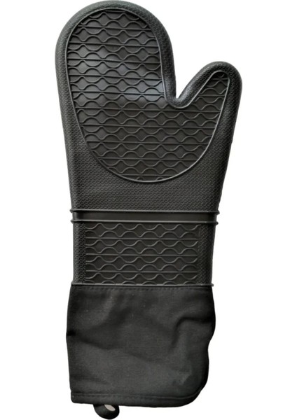 Karamela Büyük Boy 40 cm Silikon Fırın Eldiveni Siyah