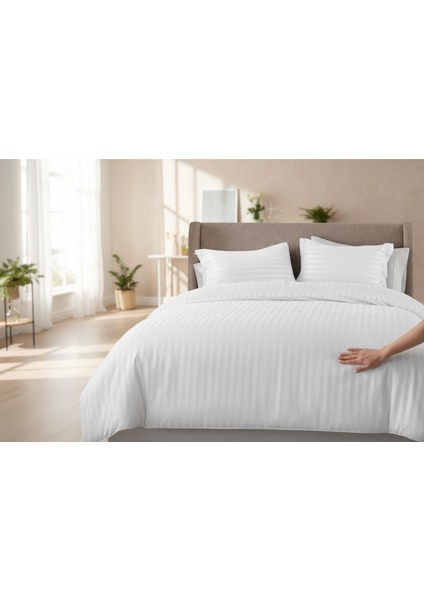 Nivora Çizgili Pamuk Saten Nevresim Takımı | Çift Kişilik Premium | 83 Tel Otel Serisi | King Size 220X230 modelleri