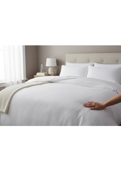 Nivora Çizgili Pamuk Saten Nevresim Takımı | Çift Kişilik Premium | 83 Tel Otel Serisi | King Size 220X230 fırsatları