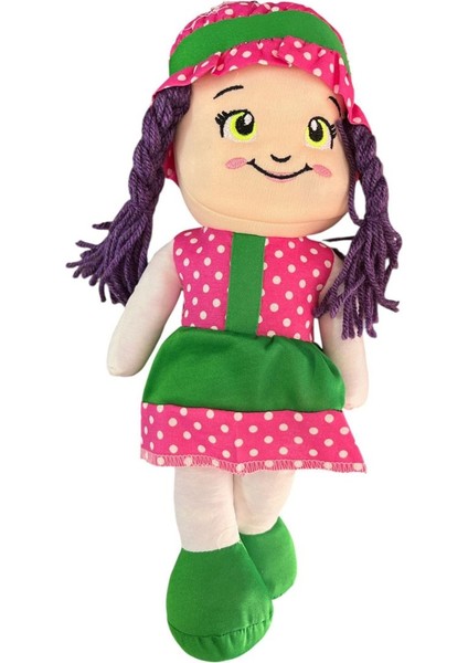 Sevecen Toys Renkli Reyhan Bez Bebek RN-0113-MOR Saç Yeşil Elbise