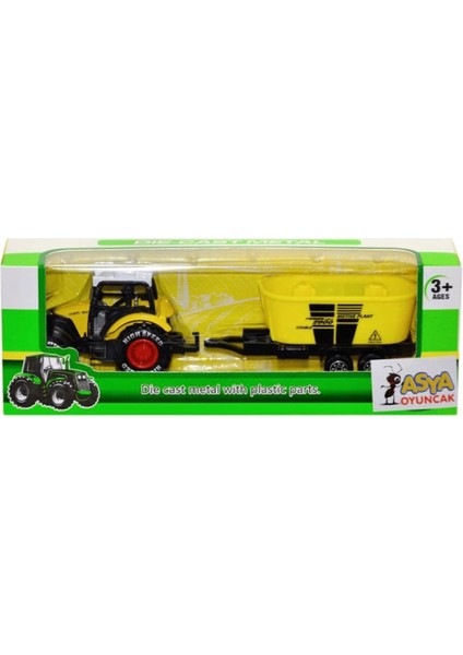 Asya Oyuncak 18 cm Römorklu Metal Traktör 955-167-SARI