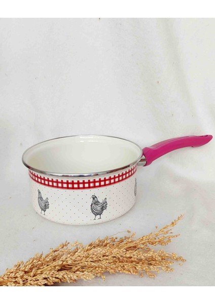 Kırmızı Tavuk Emaye Tava Sosluk 2 Litre 19 cm Çap Kaserol Pembe Kulp fiyatları
