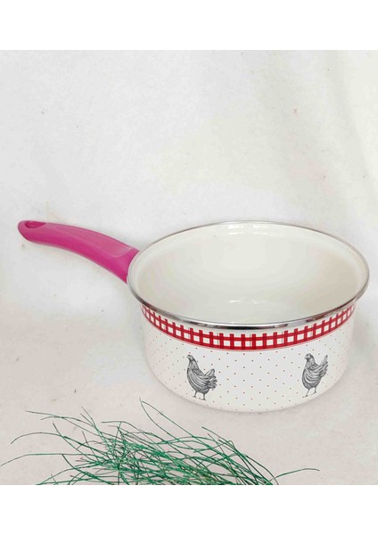 Kırmızı Tavuk Emaye Tava Sosluk 2 Litre 19 cm Çap Kaserol Pembe Kulp fırsatları