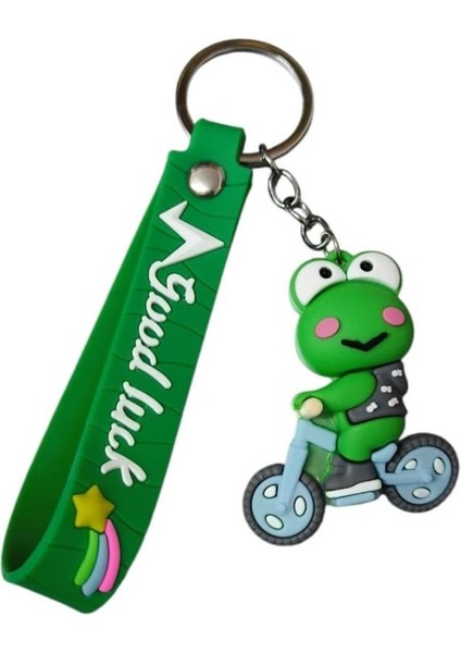Renkli Silikon Anahtarlıklar-Yeşil Keroppi