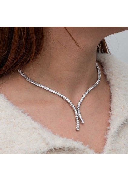 Gümüş Iki Sıralı Su Yolu Kadın Kolye fiyatları