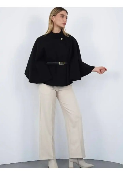 Pelerin Panço Kaban Ince Kaşe Kemer Hediyeli Gold Düğmeli