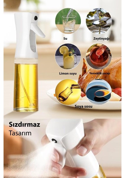 Çok Amaçlı Püskürtmeli Sprey Yağdanlık Cam Şişe 220ML - Beyaz indirimleri