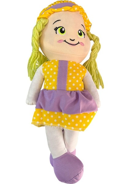 Sevecen Toys Renkli Reyhan Bez Bebek RN-0113-SARI Saç Mor Elbise