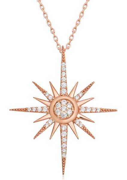 Gümüş Rose Kutup Yıldızı Kadın Kolye