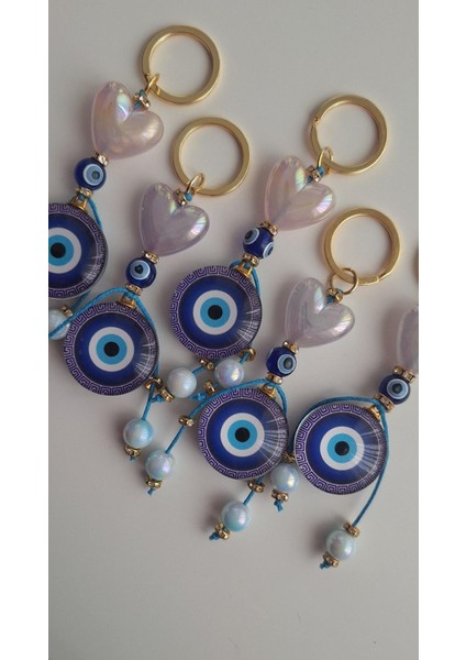 Lüks Hediyelik Kalp Detaylı Nazar Boncuklu Anahtarlık - 11 cm indirimleri