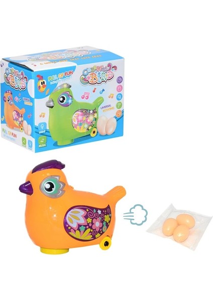 Inter Toys Colorful Bird Yumurtlayan Sesli ve Işıklı Tavuk Oyuncak 2284-TURUNCU