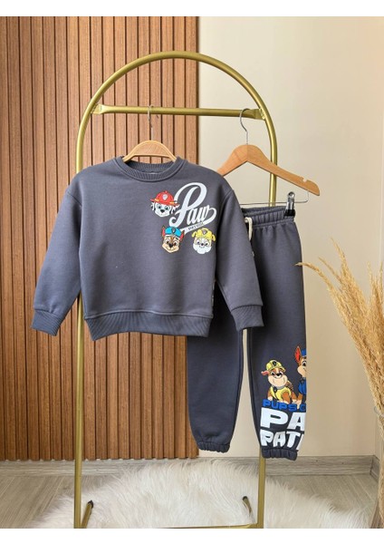 Erkek Çocuk Paw Patrol Baskılı 3 Iplik Kumaş Pamuklu Alt Üst Takım
