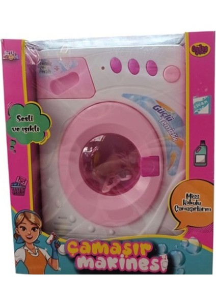 Oydaş Oyuncak Pilli Orta Boy Çamaşır Makinesi 02604-PEMBE
