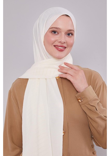 Krem Çizgili Cazz Şal modelleri