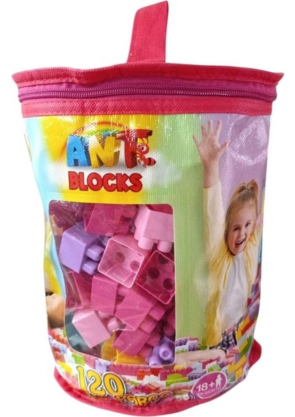 Asya Oyuncak Çantalı Blocks Pastel 120 Parça Ant 122-KIRMIZI Çantalı