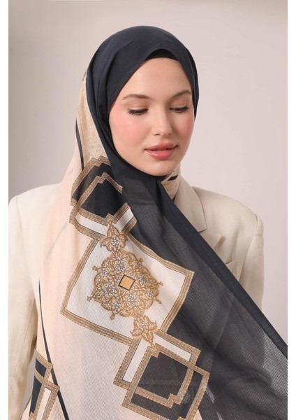 K.lacivert Varak Desen Pamuk Şal